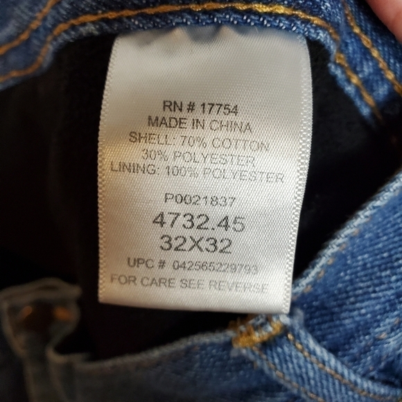 Men's 32 by 32 Black Lined Jeans - Picture 10 of 11